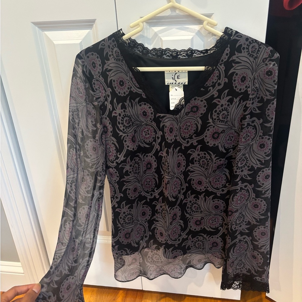 Ice Black and Gray Floral Blouse